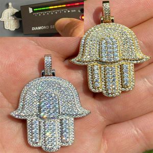 Пользовательский хип -хоп VVS D Iced Moissanite Pass Diamond Tester Hamsa Hand Cool Coonlace