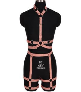 Bälten goth rosa läder sele ring bondage midja dans rave full kropp strumpeband sexig bur bh underkläder hängslen Shapewear3714841