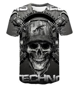 Skull T Shirt Men Skeleton Tshirt Punk Rock Tshirt Gun T Shirts 3D Print Tshirt Vintage Men Clothing Summer Tops Plus Size 6XL9169826