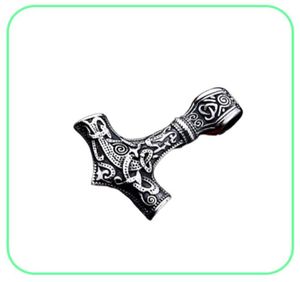 Vintage Men039s Stainless Steel Pendant Necklace Engraving Viking Hammer Mjolnir Norse Jewelry3997298