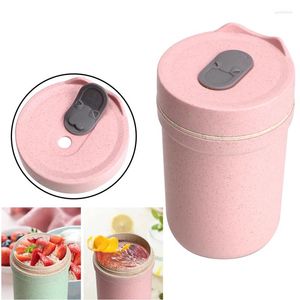 Dinnerware Eco-Friendly Wheat Straw Breakfast Cup 330ML Sealed Container Portable Leakproof Soup Meal Prep Bento Box