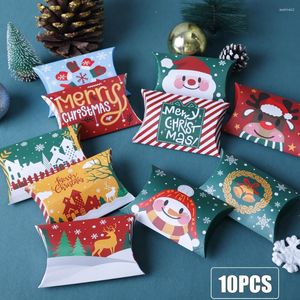 Present Wrap 10st Christmas Candy Box Pillow Shape Santa Claus Packaging Xmas Ornament Year Födelsedagsförsörjning