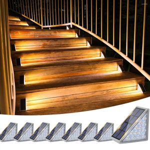 Förvaringspåsar 8 Pack utomhus trapplampor Solar Steg Waterproof LED för Garden Backyard Staircase (varm)