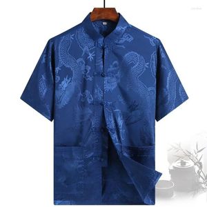 Ethnische Kleidung Chinesisches Jahr traditioneller Männer Hemd Tops männlicher Stand Halsband Kleidung Tang Anzug Mann Hanfu Bluse Tai Chi Wushu