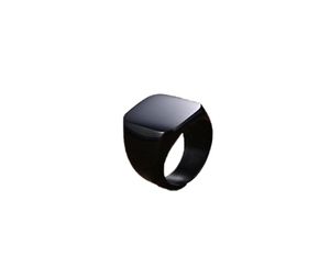 Herrkvinnor Pinky Ring rostfritt stålband Big Rings Silvercolor Black Signet Polished Biker Bague Party Jewelry Anillos81498965766321