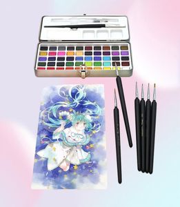 Pintura suprimentos Seamiart 50color Solid Watercolor Conjunto de tinta portátil Caixa de metal portátil Pigmento de aquarela para desenho para iniciantes Aquarela Watercolo8528824