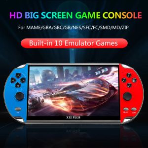 Zubehör x7/x12 plus Videospielkonsole 7.1/5.1/4,3 Zoll Portable Game Consoles Integriert 10000 Retro Gaming HD Videokonsole Arcade Mame