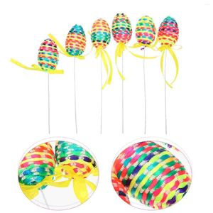 Decorative Flowers 6 Pcs Basket Braided Egg Flower Arrangement Artificial Easter Eggs Floral Foam Branch