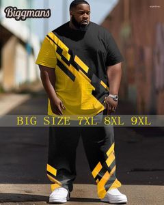 Tute da uomo biggmans l-9xl per maglietta due pezzi set abbigliamento estate manica corta manica corta 3d grande e alto uomo taglie forti taglie