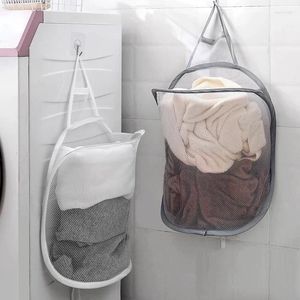 Storage Bags Large Capacity Foldable Breathable Laundry Basket Wall Mounted Dirty Clothes Bathroom Hamper Organizer