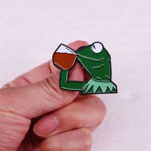 frog drink enamel pin childhood game movie film quotes brooch badge Cute Anime Movies Games Hard Enamel Pins