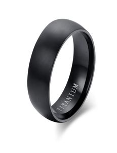 Mens Basic Wedding Band in Black Titanium Steel Engagement Ring Dome Charm Matte Färdiga manliga smycken Bague Masculinos Anillos3299891