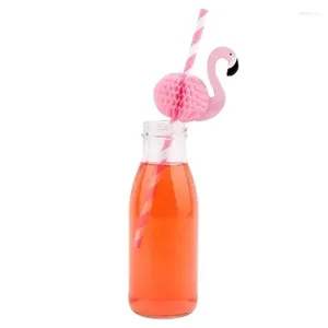 Bere cannucce Flamingo Pipette Pink Stripe Fruit Drink Carta Paglie usa e getta 10/ Set