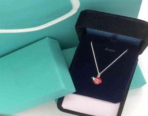 S925 Red Blue Enamel pendant women's fashion simple necklace200M6006568