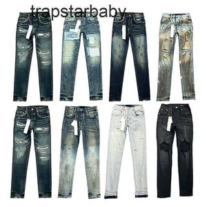 Designer jeans men Purple women pants purple ksubi High Street Retro Paint Spot Slim Feet Micro Elastic Jeans Hip-hop Zipper Hole plus size GUIM