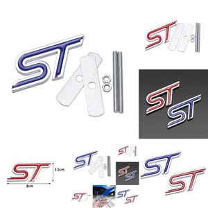 New Car Aluminum Alloy ST Emblem Front Grille Body Trunk Decoration Sticker Decal for Ford TAURUS Shelby Edge Ecosport Kuga Mustang