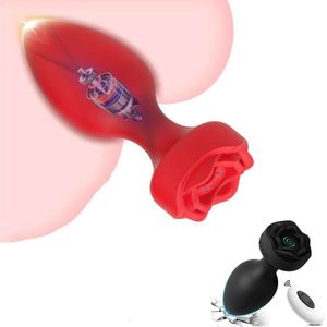 Rose Vibrator Frauen drahtloser Fernbedienungssteuer Butt Plug 10 Modi Vibriermänner Prostata Massager Silikonstimulator Anal sexy Spielzeug