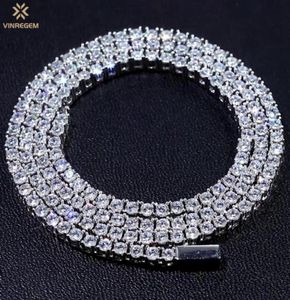 Chains Vinregem Hip Hop Rock 925 Sterling Silver Created Moissanite Gemstone Unisex Tennis Chain Necklace Fine Jewelry Birthday Gi8984091