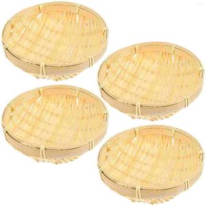Plates 4 Pcs Storage Board Bamboo Plate Dressing Table Tray Cupcake Toppers Fruit Melamine
