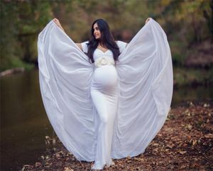 Jersey Maternity Pography Props Cloak Dresses Maternity Po Long Dress With Chiffon Cloak Short Sleeve Sweet Heart Pregnant D3292274