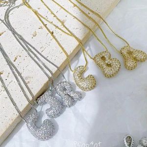 Kedjor 10 stycken söt härlig bubbla initial hänge halsband zirkon bokstav kvinnliga smycken gåva choker 53027
