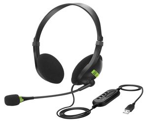 USB -headset med mikrofonbrus som avbryter dator PC -headset Lätt trådbundna hörlurar för PC -laptopmac skolbarn Cal7157917