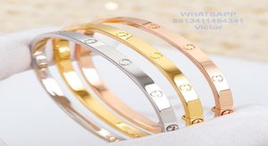 Love Bangle узкий браслет Broslet Gold Au 750 18 K Никогда не выцветайте высокий качественный размер 1619 с официальной репликой коробки высокого качества Luxu3881415