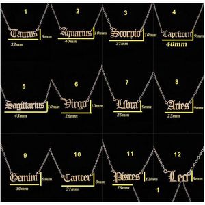 Hänge halsband personlig bokstav zodiak halsband konstellation anpassad rostfritt stål gamla engelska födelsedagsmycken gåvor epacket dhofl