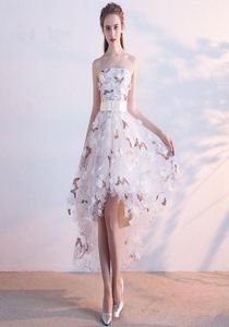 Hej låg kort front långa bakre hemkommande klänningar fjärilstryck med blommor kort prom party cocktail klänning mantel de soiree5217433