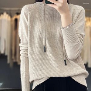 Women's Hoodies Spring And Autumn Sweater Female Y2k Hooded Cashmere Pullover Loose Wool Hoodie Lazy Wind Knitting Base Clothes