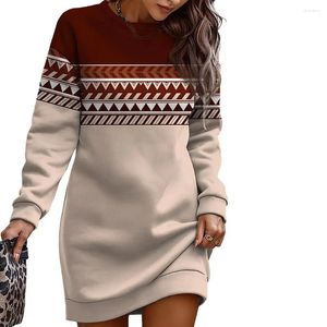 Casual Dresses Ethnic Retro Women's Sweatshirt Short Mini Pencil Dress Ladies Long Sleeve Hip Wrap Female Autumn Winter Tops