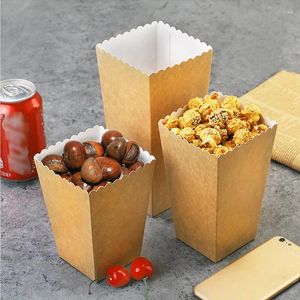 Wyjmij pojemniki 10pcs gastronomiczne domowe pudełko popcorn klasyczny solidny kolor tłuszczowy CARKIE CARDY Dekoracja przyjęcia urodzinowego wielokrotnego użytku