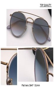 2021 Metal Steampunk Double Bridge Flash Sonnenbrille Männer Frauen Mode runde 3647n Brand Design Vintage Sonnenbrille Top Qualit83820101010