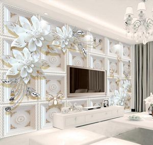 Wallpapers Custom Mural Wallpaper 3D Jewelry Butterfly Flower Living Room TV Background Wall Painting Waterproof Po Paper Sticker6894422