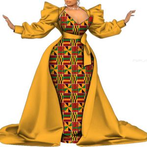 Bintarealwax Plus Size Clothing for Women Dashiki Sexy African Print Skirt Set Vestidos Floor-Length Ankara Clothing WY9115