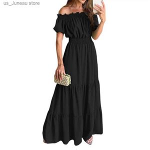 Vestidos sexy urbanos maxi boho vestido strtwear fofze slves curtos vestido de praia elástico costurando bainha grande uma linha de cintura alta de alta cintura