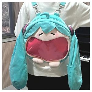 Cartoon Anime Hatsunemikued Plush Doll Itabag Söt stor kapacitet Portable Storage Bag Kawaii Smile Shaped Ryggsäck GIRGA GIFT 240401