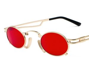 2018 Moda redonda óculos de metal moldura oval óculos de sol mulheres steampunk masculino glasses designer de marca de marca retro vintage óculos de sol