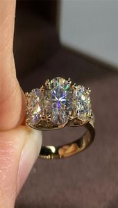 18K Yellow Gold Women Ring 3 Pcs Diamonds Round Elegant Wedding Party Engagement Anniversary Ring Present Trendy 2208168795126