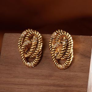 Retro medeltida vävda örhängen diamanter metall borstade repörhängen medeltida smycken ny design DJ-013