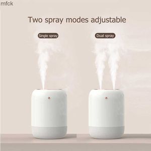 Luftfuktare 1L dubbel munstycke hem luftfuktare renare 2000mah batteri display rum doft ultraljud mist maker USB aroma diffusor