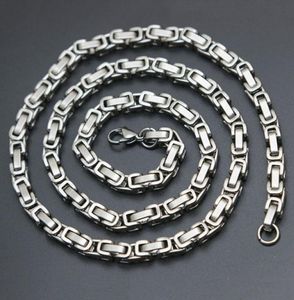 Mens Chain 4mm 5mm Silver Tone 316 Stainless Steel Byzantine Box Link Necklace Chain3653765