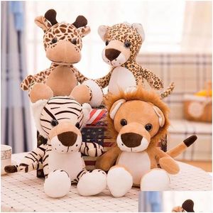 Animais de pelúcia de pelúcia fofa animais de brinquedo de brinquedos de brinquedos de brincadeira infantil garra hine boneca girafa leão tigre leopardo entrega brinquedos otpeq