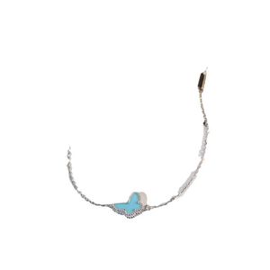 Original Van Clover Blue Turquoise White Fritillaria Plated 18k Rose Gold Butterfly Armband Live Broadcast