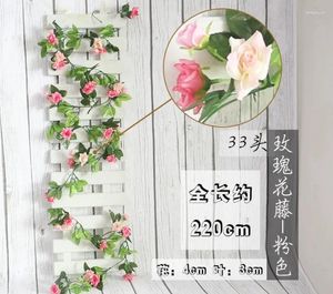 Dekorativa blommor 1 datorer Simulerad Rose Vine Wall Hanging Artificial Flower Heating Pipe inomhus vardagsrum Dekoration Plastbröllop