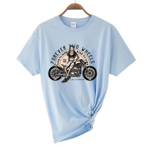 Für immer zwei Weels Frau Ich liebe Motorrad und Weinbrief Druck T-Shirt Frauenkleidung Aquarell Blumen T-Shirt Femme Streetwear