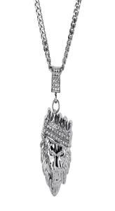 Fashion Men Rock Hip Hop Lion Head Pendant Necklace Iced Out American Star Male Full Rhinestone Jewelry Long Chain For Mens8977155