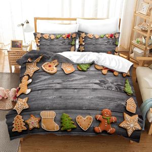Bedding Sets Fashion Christmas Snowman Gingerbread Printed Quilt Cover 3D Cartoon Set Child Adult Bedroom Pillowcase