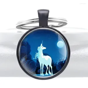 Keychains Fashion Horse Design Glass Cabochon Keychain Pendant Necklace Men Women Pretty Key Ring Jewelry Accessories Gifts