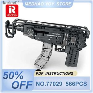 Gun Toys Rebrix 77029 Scorpion Submachine Model Model военный сериал Diy Creative Toys Blost Block Gun Boys подарок 566 штук YQ240413